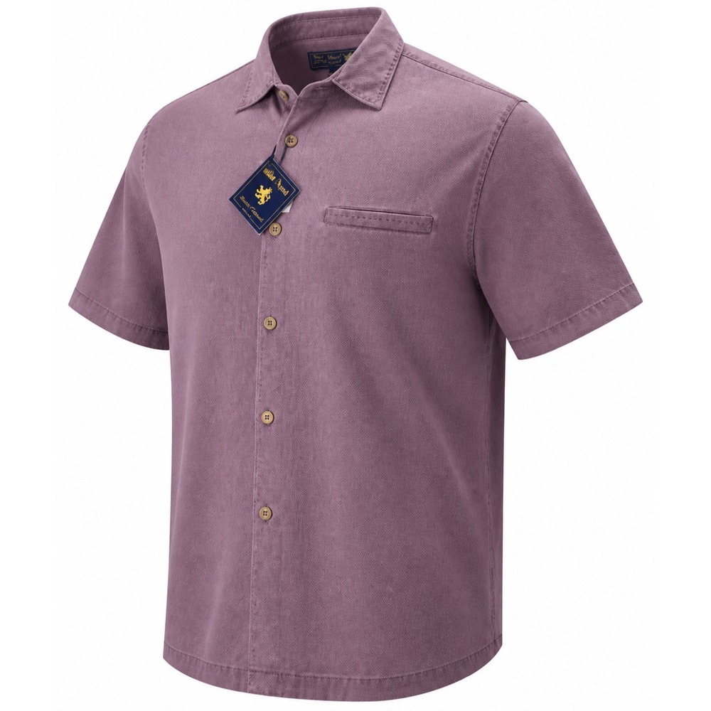 Nat Nast Camp Shirt Men L American Fit Silk Button Up SS Pink Loop Beach